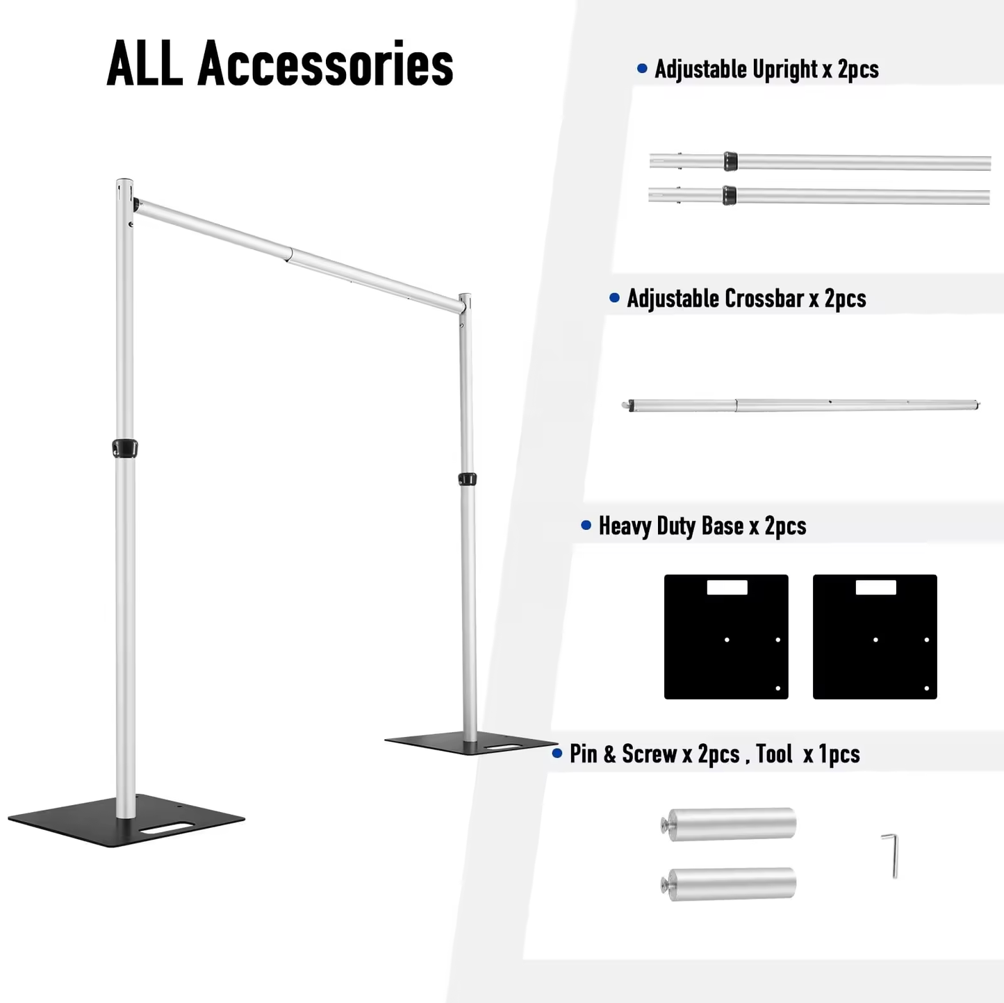 6-10ft Adjustable Portable Pipe And Drape Kit Backdrop Stand for Event & Wedding Decor and Flower Wall