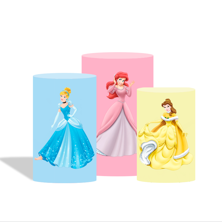 Disney princess birthday party decoration round circle backdrop cover plinth cylinder pedestal cloth cover