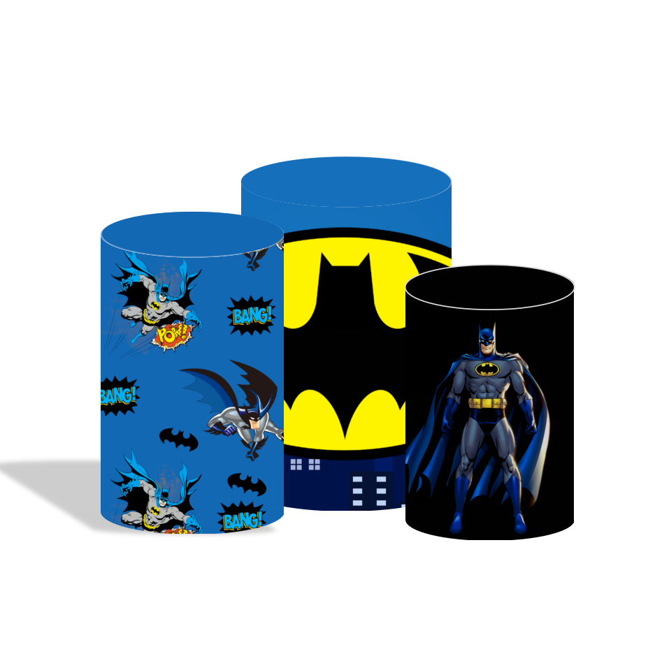Superhero Batman birthday party decoration round circle backdrop cover plinth cylinder pedestal cloth cover
