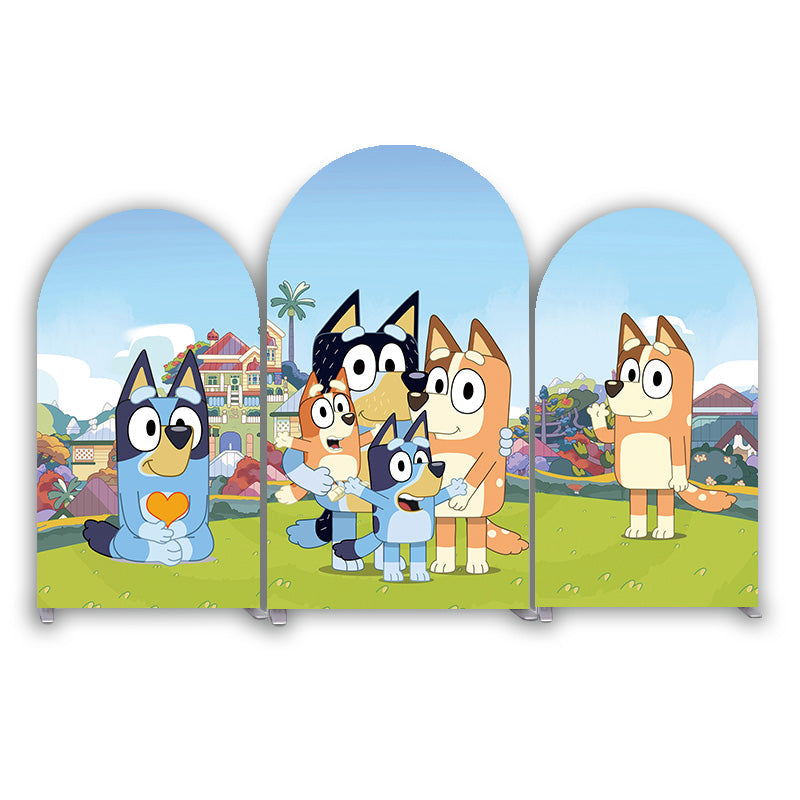 Bluey Happy Birthday Party Arch Backdrop Wall Cloth Cover