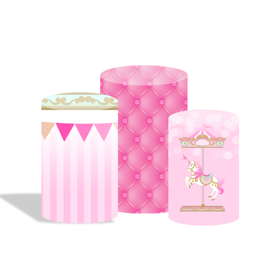 Carousel theme happy birthday party decoration round circle backdrop cover plinth cylinder pedestal cover