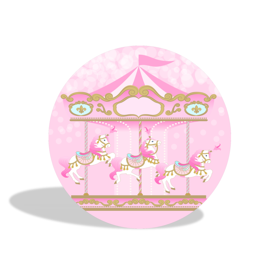 Carousel theme happy birthday party decoration round circle backdrop cover plinth cylinder pedestal cover