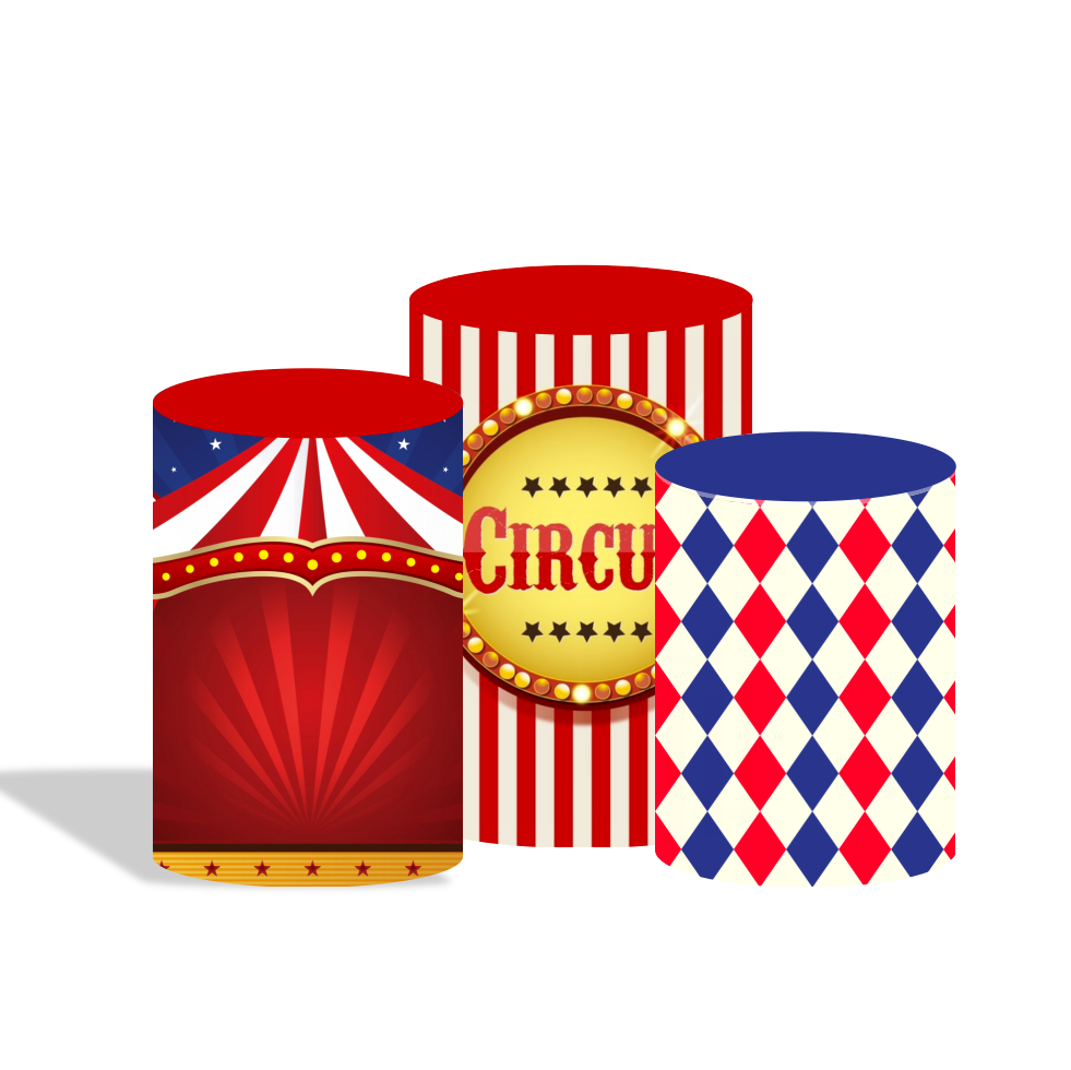 Circus theme round circle backdrop cover plinth cylinder pedestal cloth cover for birthday party decoration