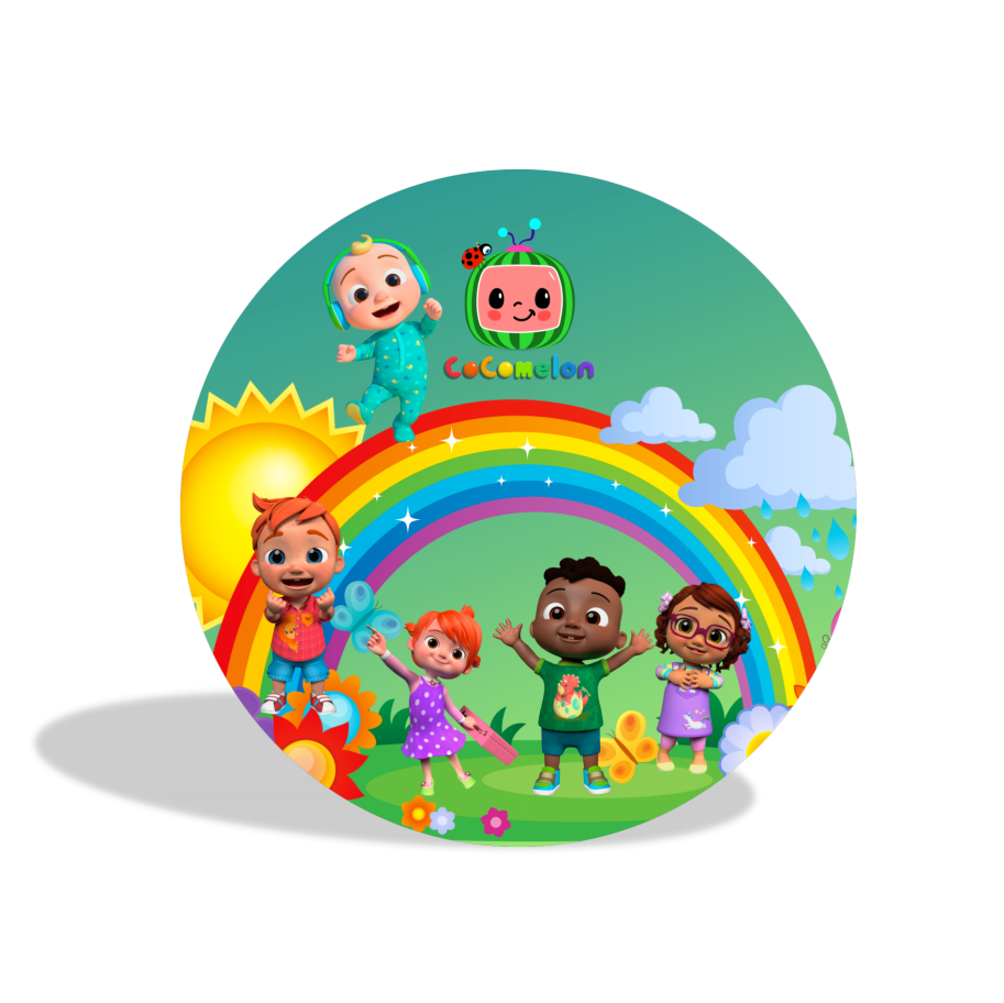 Cocomelon theme birthday party decoration round circle backdrop cover plinth cylinder pedestal cover