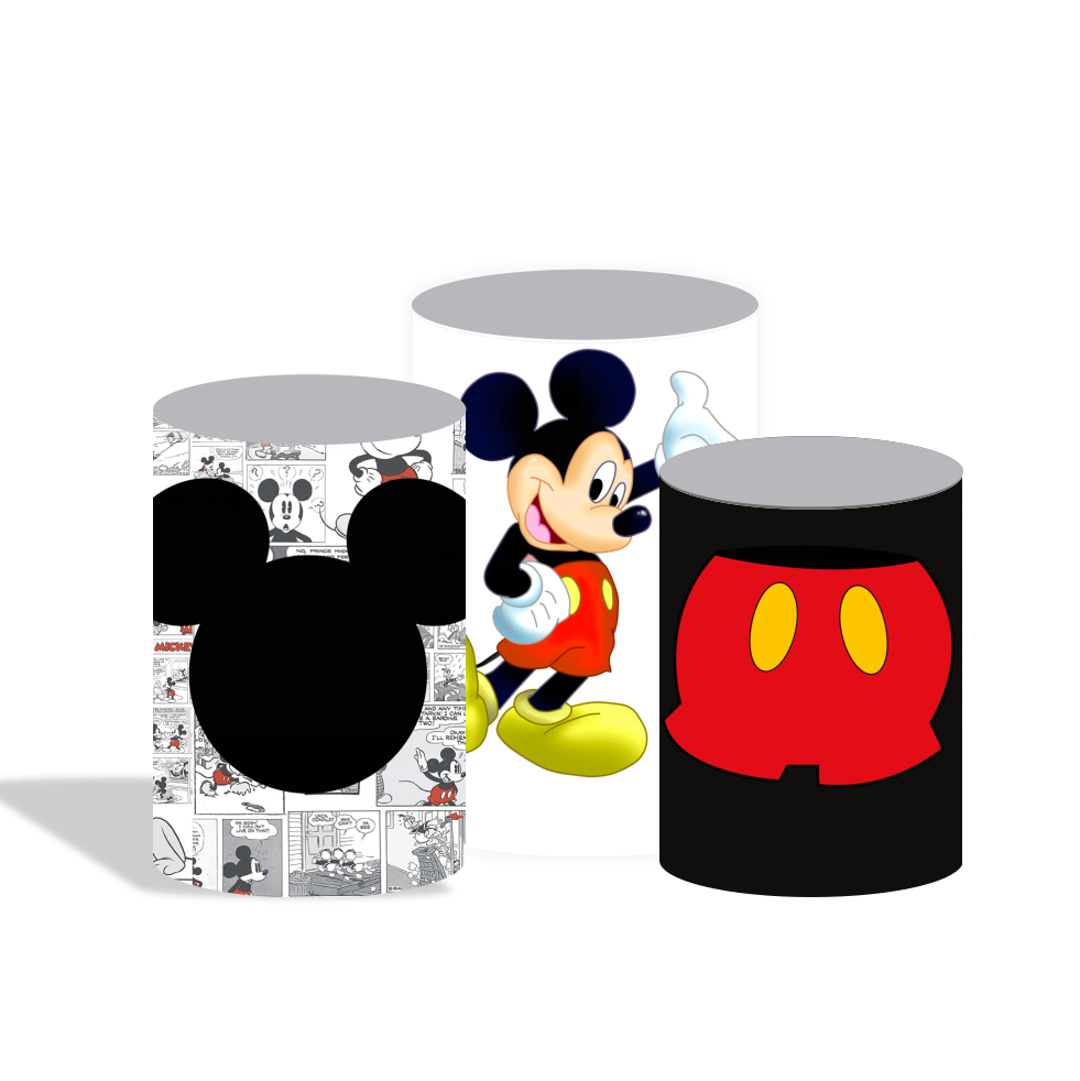 Comic mickey birthday party decoration round circle backdrop cover plinth cylinder pedestal cover