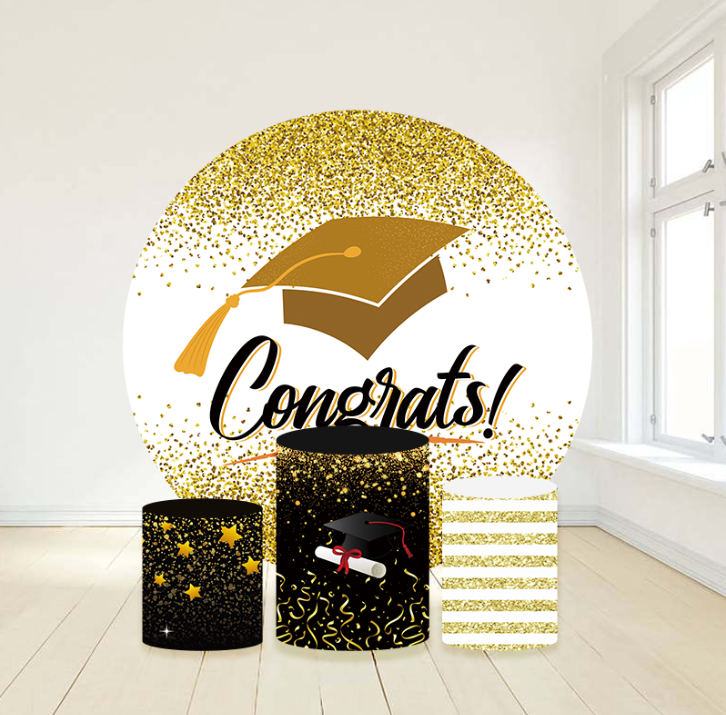 Congrats party decoration round circle backdrop cover plinth cylinder pedestal cloth cover