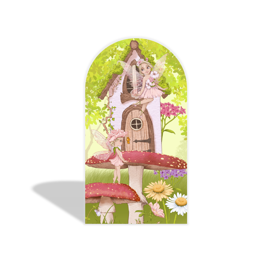 Fairy Theme Birthday Party Arch Backdrop Wall Cloth Cover