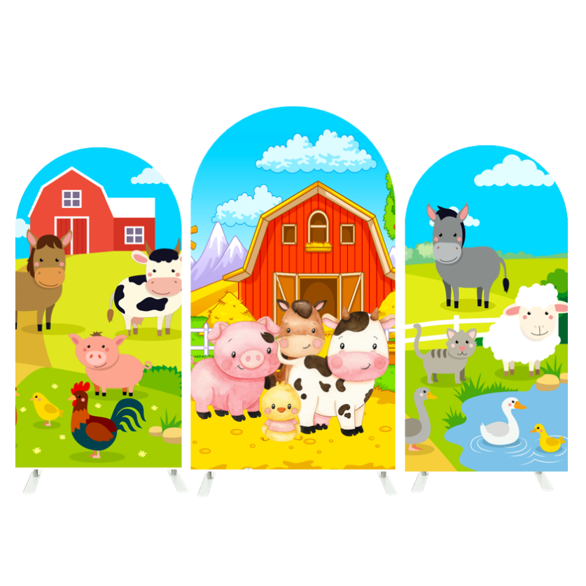 Farm Animal Them Barn Birthday Chiara Arch Backdrop Wall Cloth Cover