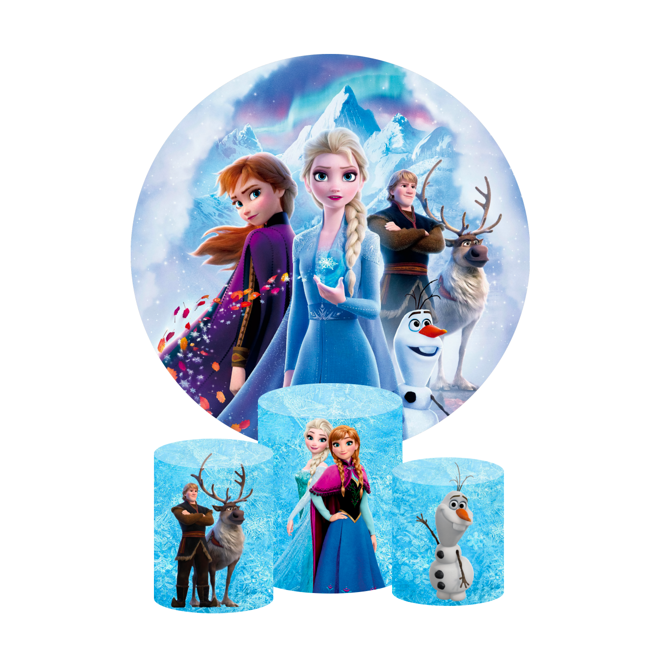 Frozen Lisa Anna princess birthday party decoration round circle backdrop cover plinth cylinder pedestal cover