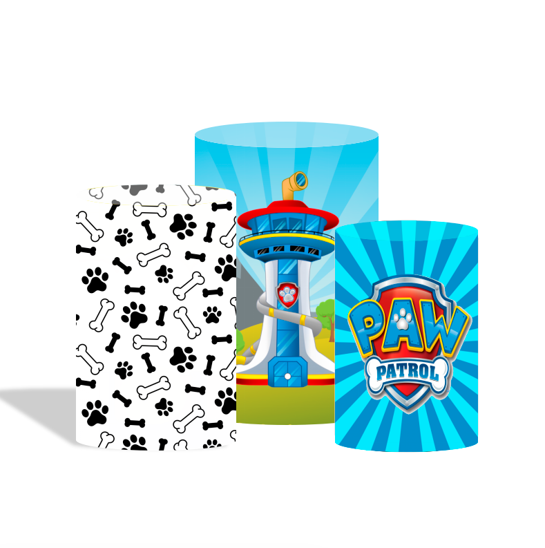 Paw patrol birthday party decoration round circle backdrop cover plinth cylinder pedestal cloth cover