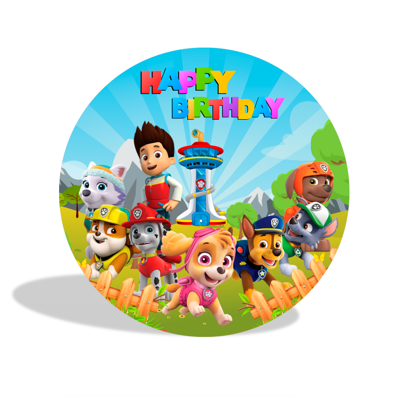 Paw patrol birthday party decoration round circle backdrop cover plinth cylinder pedestal cloth cover