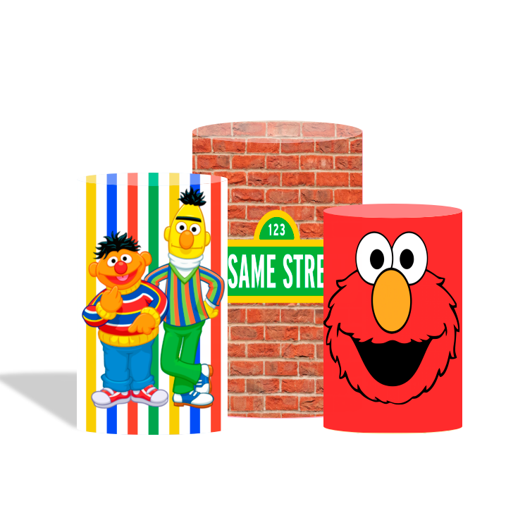 Sesame street birthday party decoration round circle backdrop cover plinth cylinder pedestal cloth cover