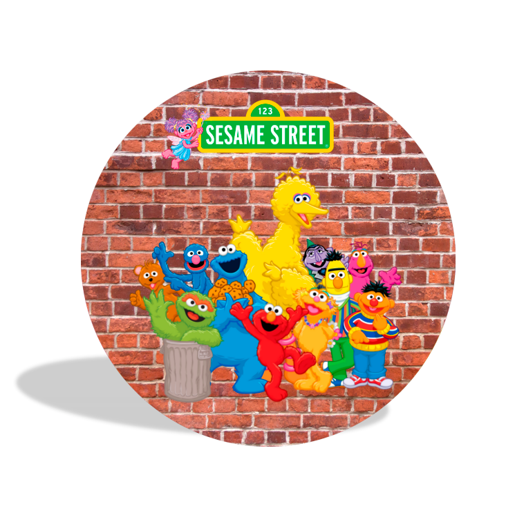 Sesame street birthday party decoration round circle backdrop cover plinth cylinder pedestal cloth cover