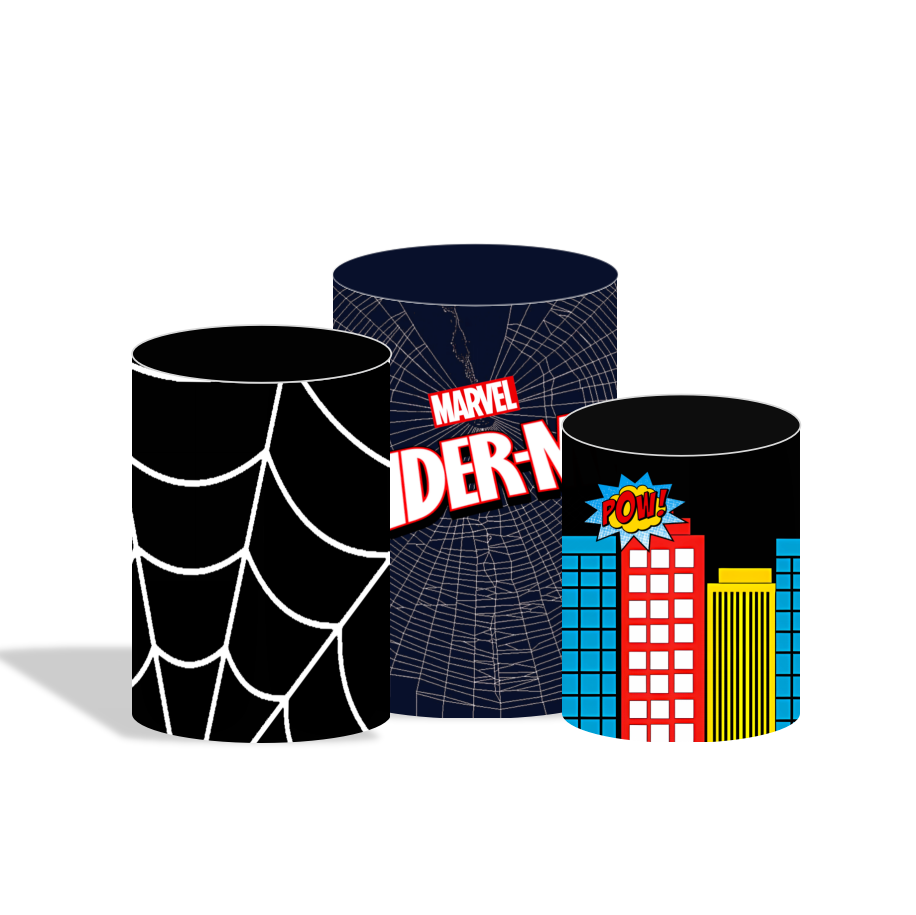 Spider-man birthday party decoration round circle backdrop cover plinth cylinder pedestal cover