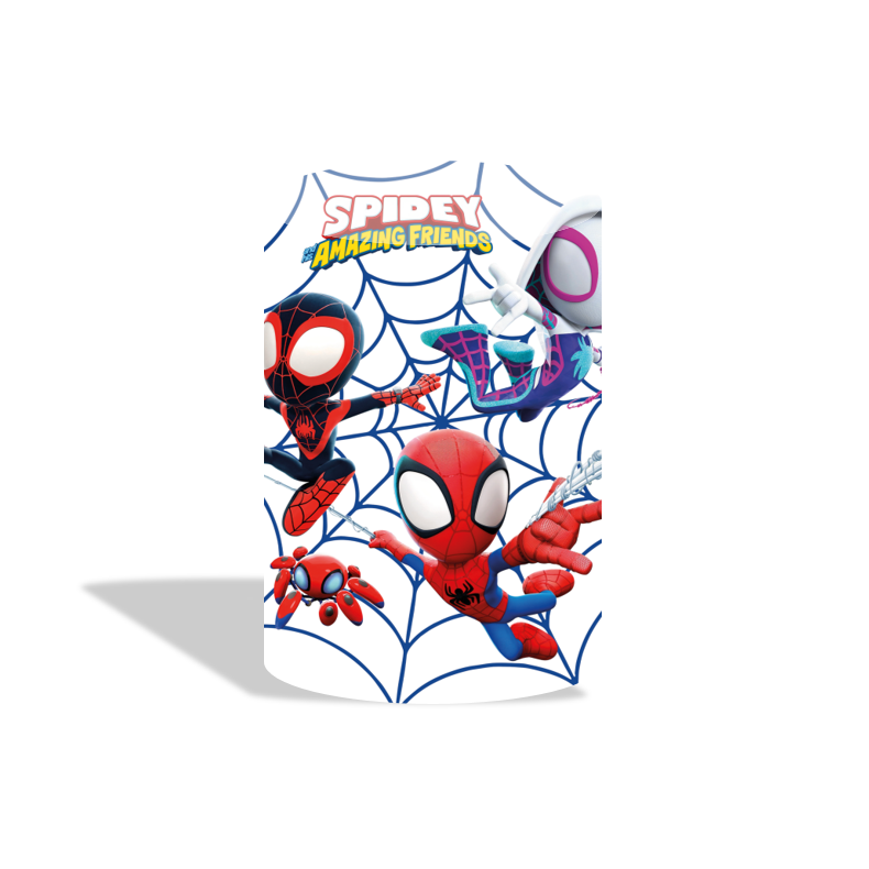 Spiderman birthday party decoration round circle backdrop cover plinth cylinder pedestal cover