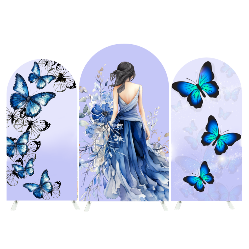 Sweet 15th 16th 18th Purple Butterfly Princess Girl Birthday Party Background Arch Backdrop Wall Cloth Cover