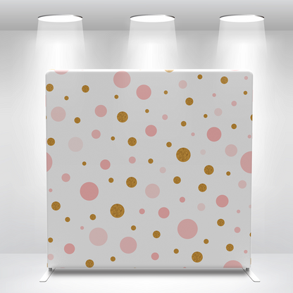 Shiny Gold Glitter Pink Polka Dots  Pillow Case Photo Booth Backdrop Wall Cover With Stand For Birthday Wedding Baby Shower Party