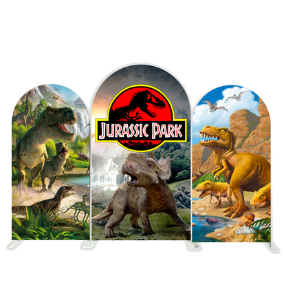 Dinosaur Cartoon Theme Happy Birthday Party Arch Backdrop Wall Cloth  Cover