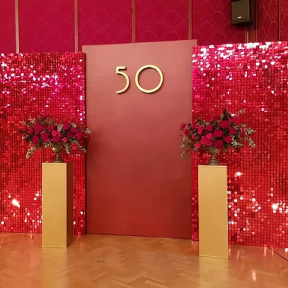 Red Sequin Shimmer Backdrop Wall Panels For Birthday Wedding Baby Shower Bridal