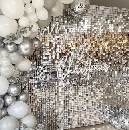 Sliver Sequin Shimmer Backdrop Wall Panels For Birthday Wedding Party Event Decoration