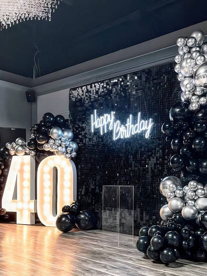 Black Sequin Shimmer Backdrop Wall Panels For Birthday Wedding Baby Shower Bridal