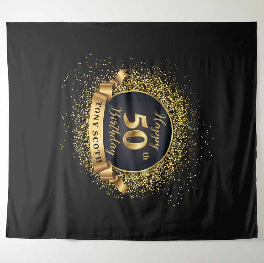 50th Adult Birthday Party Decoration Fabric Background Backdrop