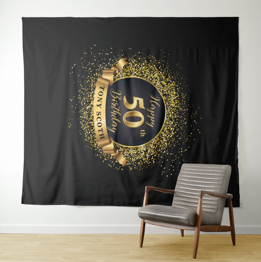 50th Adult Birthday Party Decoration Fabric Background Backdrop