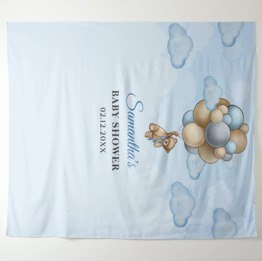 Blue Sky Baby Shower Party Decoration Fabric Background Backdrop