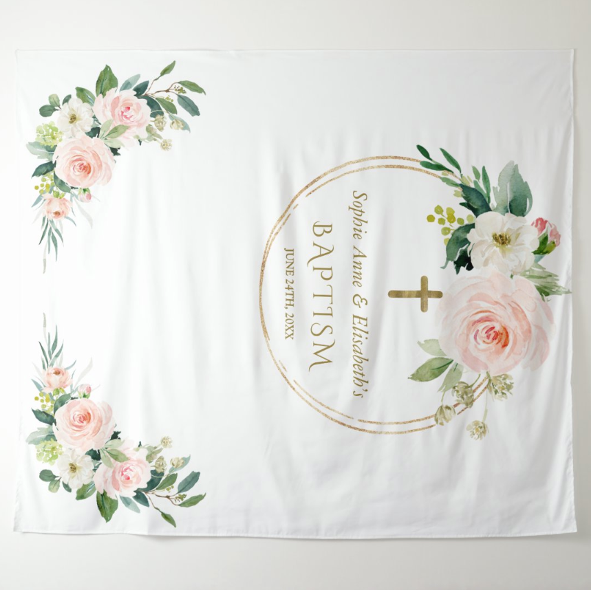 Baptism Decoration Fabric Backdrop