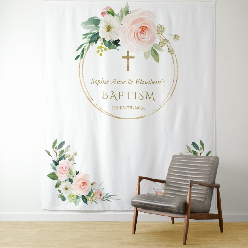 Baptism Decoration Fabric Backdrop