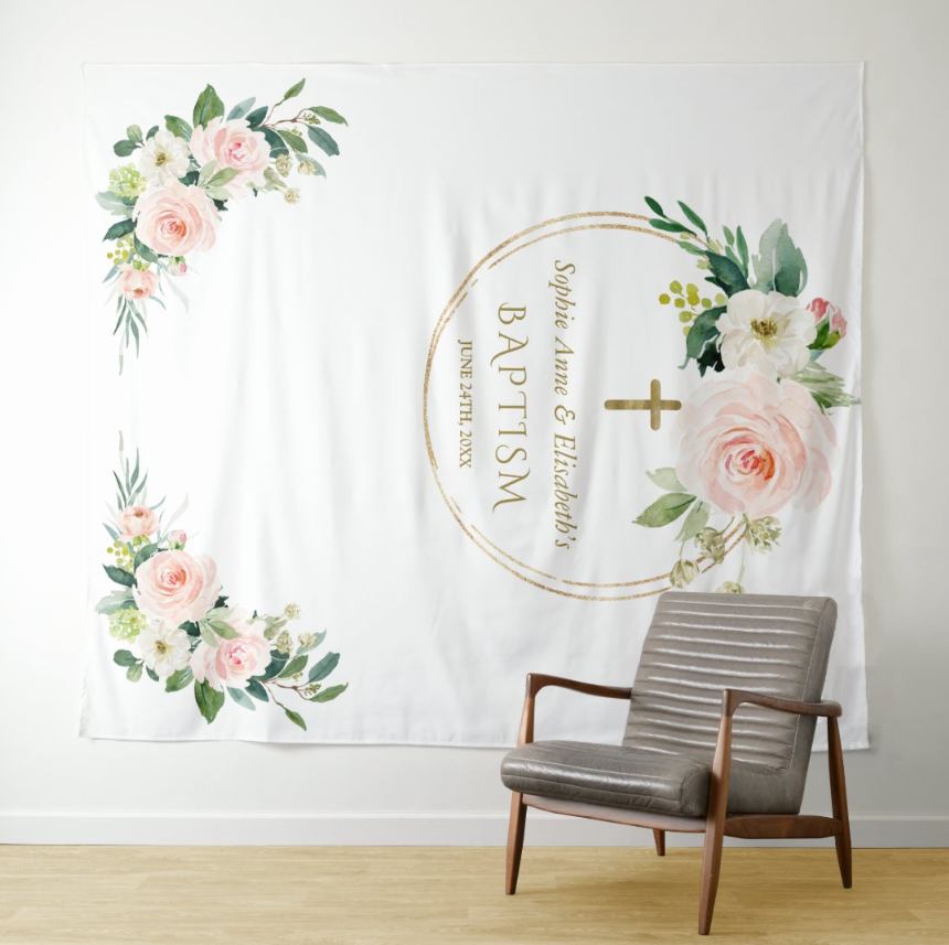 Baptism Decoration Fabric Backdrop