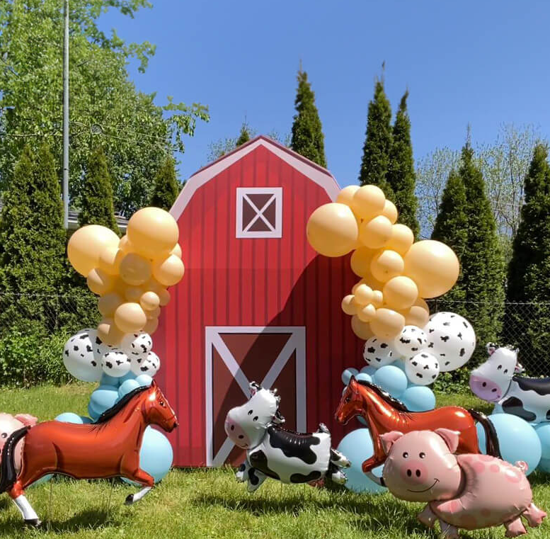 5.25x8.14ft Farm Theme Birthday Baby Shower Party Decoration Barn Arch Backdrop Wall Stand