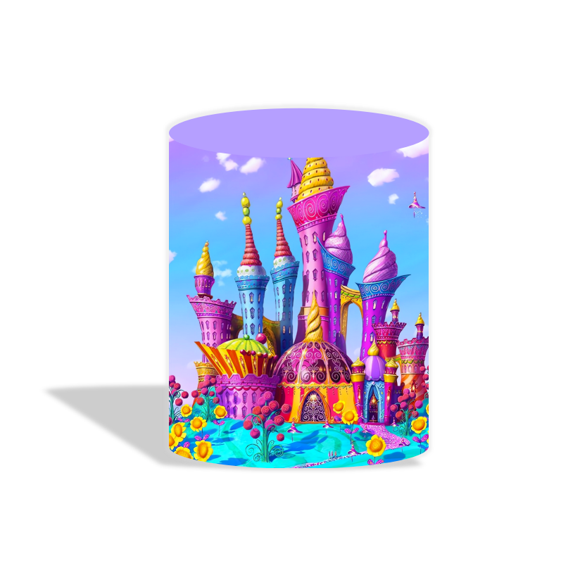 Barbie theme birthday party decoration round circle backdrop cover plinth cylinder pedestal cloth cover