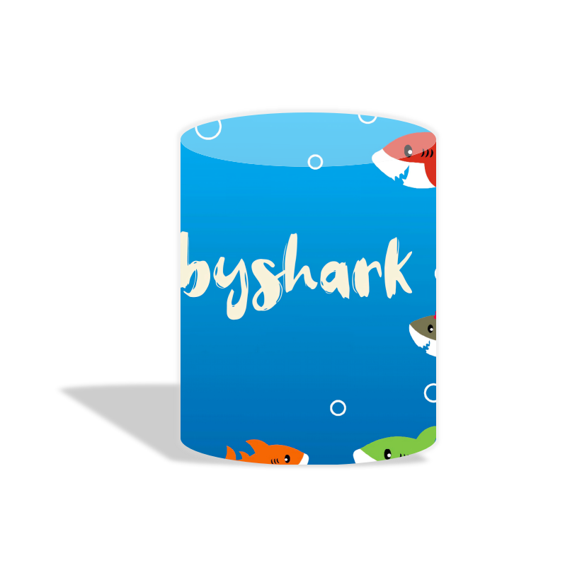 Baby shark birthday party decoration round circle backdrop cover plinth cylinder pedestal cloth cover