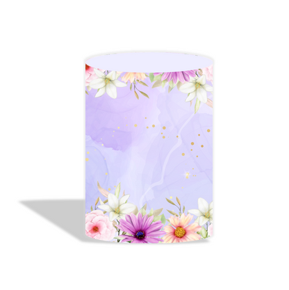 Purple butterfly theme birthday baby shower party decoration round circle backdrop cover plinth cylinder pedestal cover