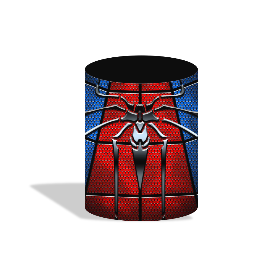 Spider man theme birthday party decoration round circle backdrop cover plinth cylinder pedestal cover