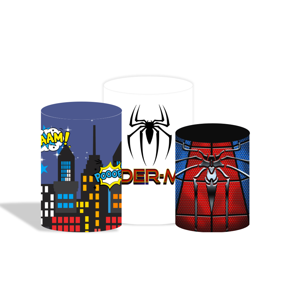 Spider man theme birthday party decoration round circle backdrop cover plinth cylinder pedestal cover