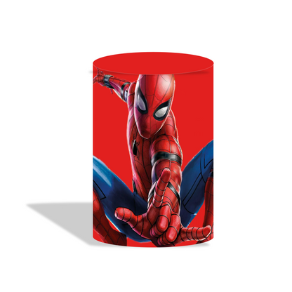 Spiderman birthday party decoration round circle backdrop cover plinth cylinder pedestal cover