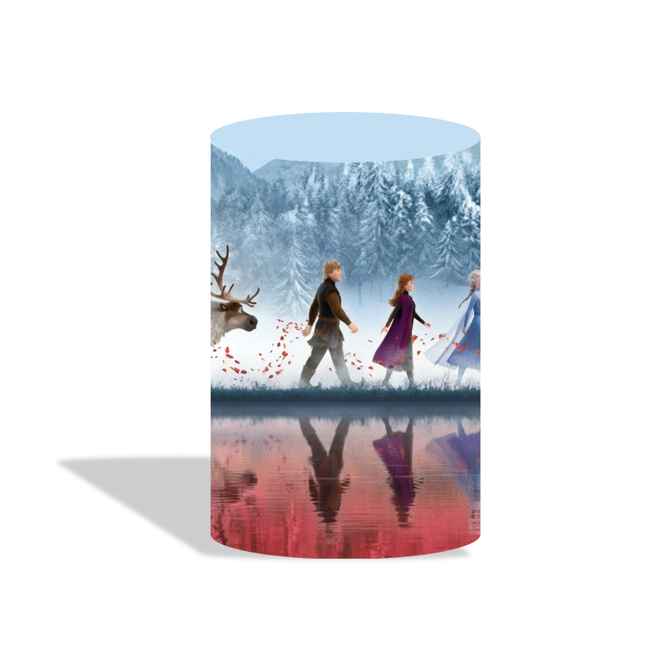 Frozen Lisa Anna birthday party decoration round circle backdrop cover plinth cylinder pedestal cover