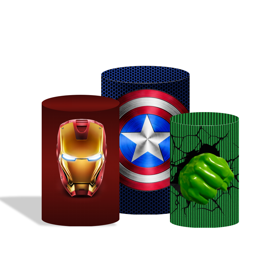 Avenger birthday party decoration round circle backdrop cover plinth cylinder pedestal cloth cover