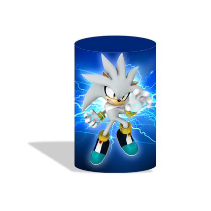Sonic birthday party decoration round circle backdrop cover plinth cylinder pedestal cover