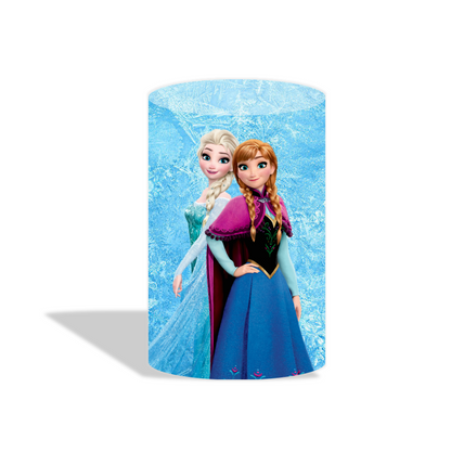 Frozen Lisa Anna princess birthday party decoration round circle backdrop cover plinth cylinder pedestal cover