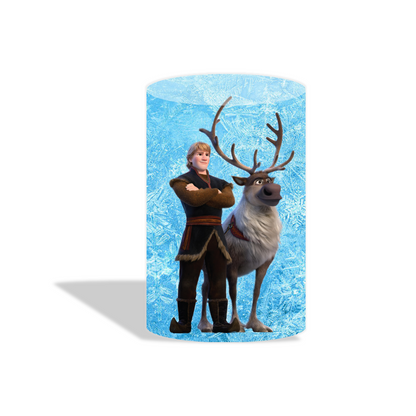 Frozen Lisa Anna princess birthday party decoration round circle backdrop cover plinth cylinder pedestal cover