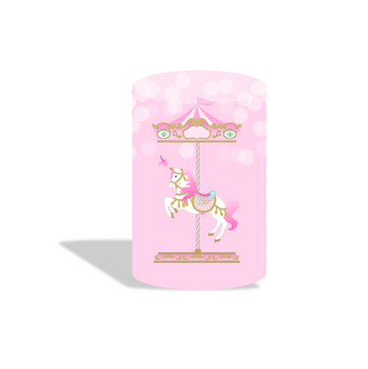 Carousel theme happy birthday party decoration round circle backdrop cover plinth cylinder pedestal cover