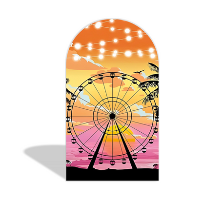 Sandbeach Sunset Palm Party Arch Backdrop Wall Cloth  Cover
