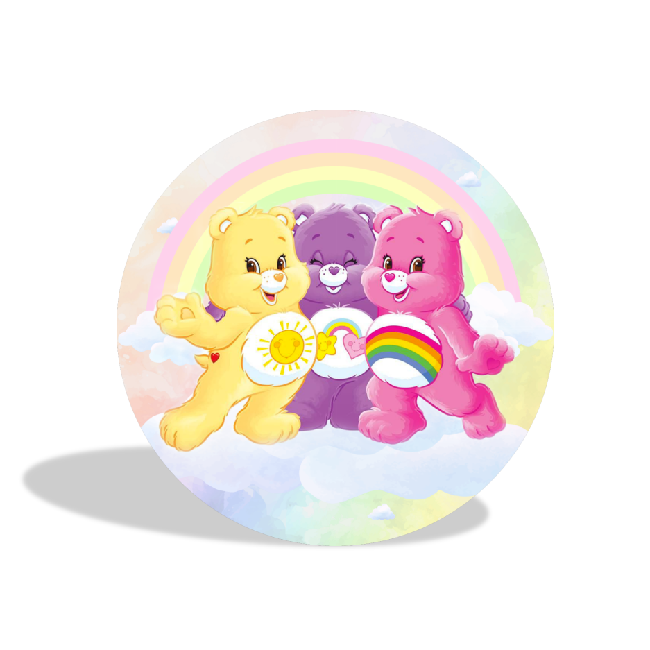 Care bear birthday baby shower party decoration round circle backdrop cover plinth cylinder pedestal cover