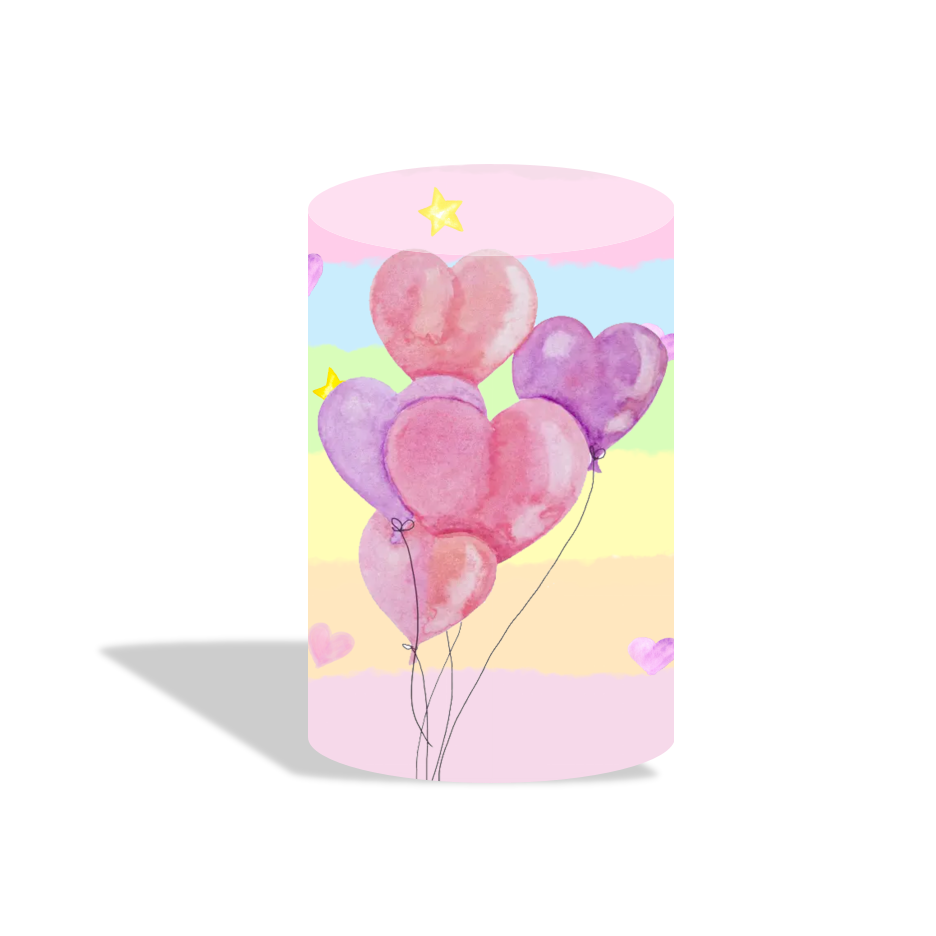 Care bear birthday baby shower party decoration round circle backdrop cover plinth cylinder pedestal cover