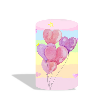 Care bear birthday baby shower party decoration round circle backdrop cover plinth cylinder pedestal cover
