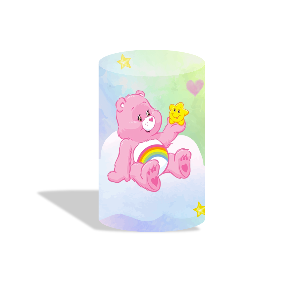 Care bear birthday baby shower party decoration round circle backdrop cover plinth cylinder pedestal cover