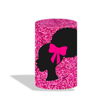 Glitter Barbie birthday party decoration round circle backdrop cover plinth cylinder pedestal cover
